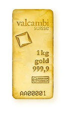 1kg Gold Bar 999.9 - Valcambi Cast